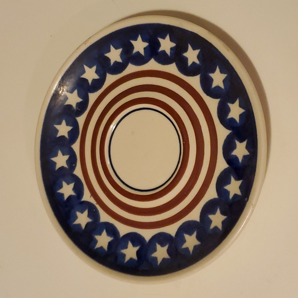 Polish Pottery Americana Stars And Stripes Teacup and Saucer - Picture 2 of 7